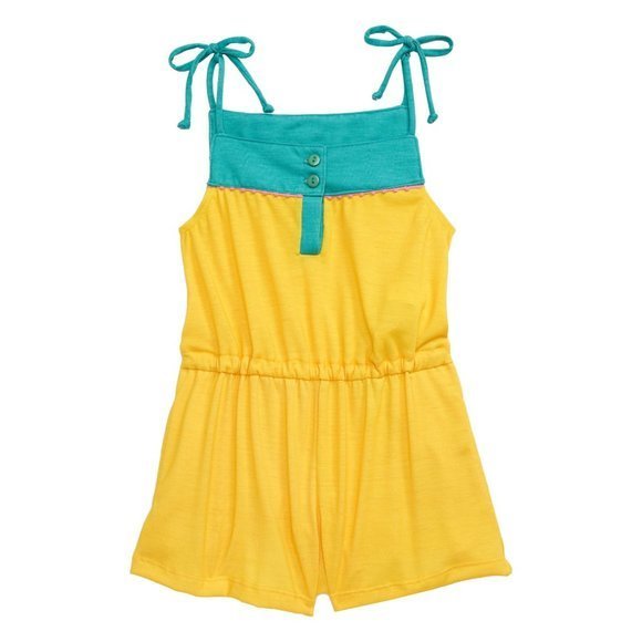 Heart and Harmony Girl's Pompom Romper in Yellow - Size 4/5 - Picture 1 of 3